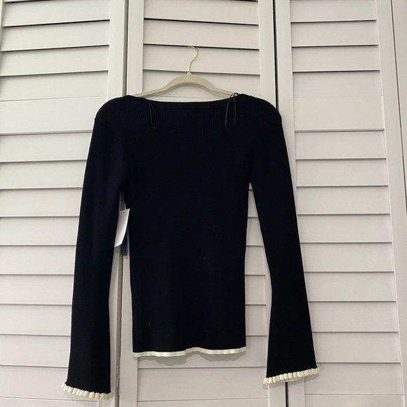 Ruffle Sleeve Knit Sweater Bell Sleeve - Picture 2 of 6